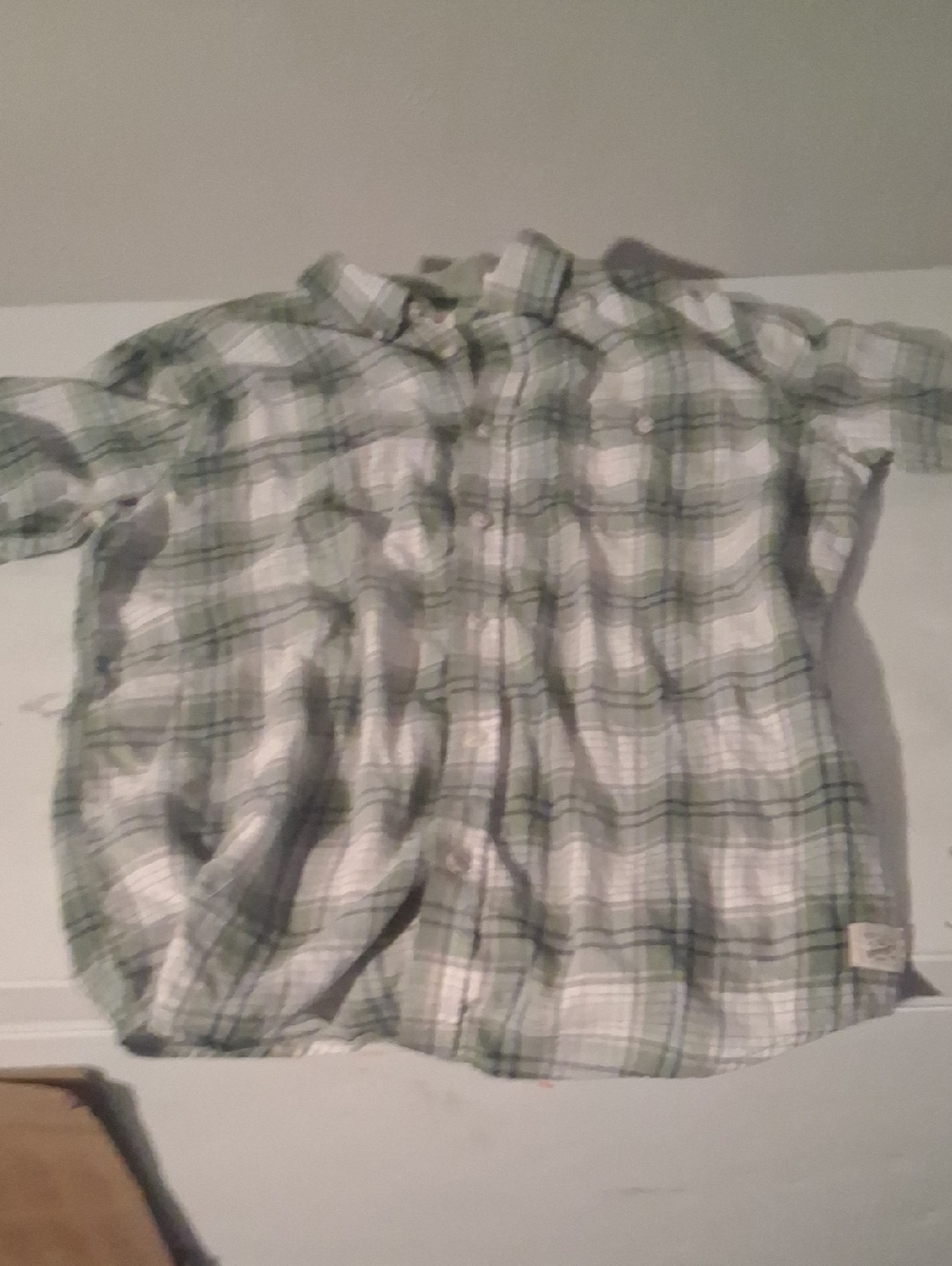 Weatherproof Green Plaid Button Up Shirt Casual Cotton Short Sleeve Size L - Picture 2 of 8